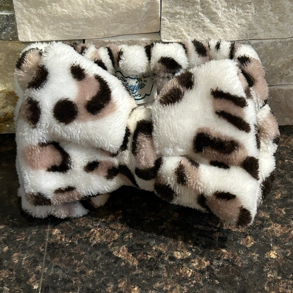 Vintage Cosmetic Company Leopard Plush Bow Makeup Headband Neutral Spa Accessory